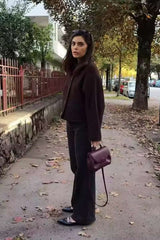 Düğme Detaylı Yuvarlak Yaka Oversize Ceket Zalle
