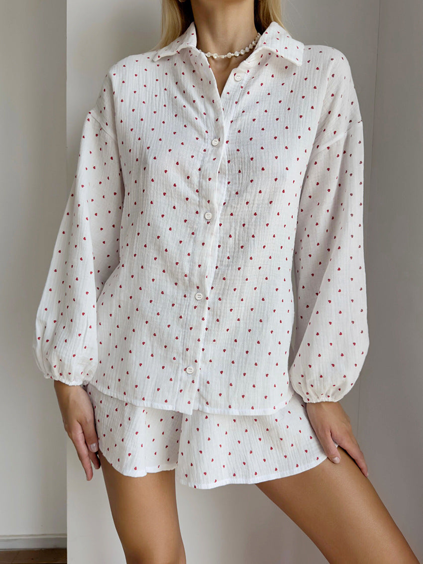 Saf Pamuk Uzun Kollu Pijama Takımı