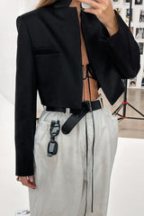Siyah Crop Blazer Ceket Zalle