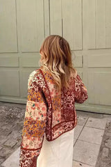 Kahverengi Patchwork Desenli Kapitone Ceket Zalle