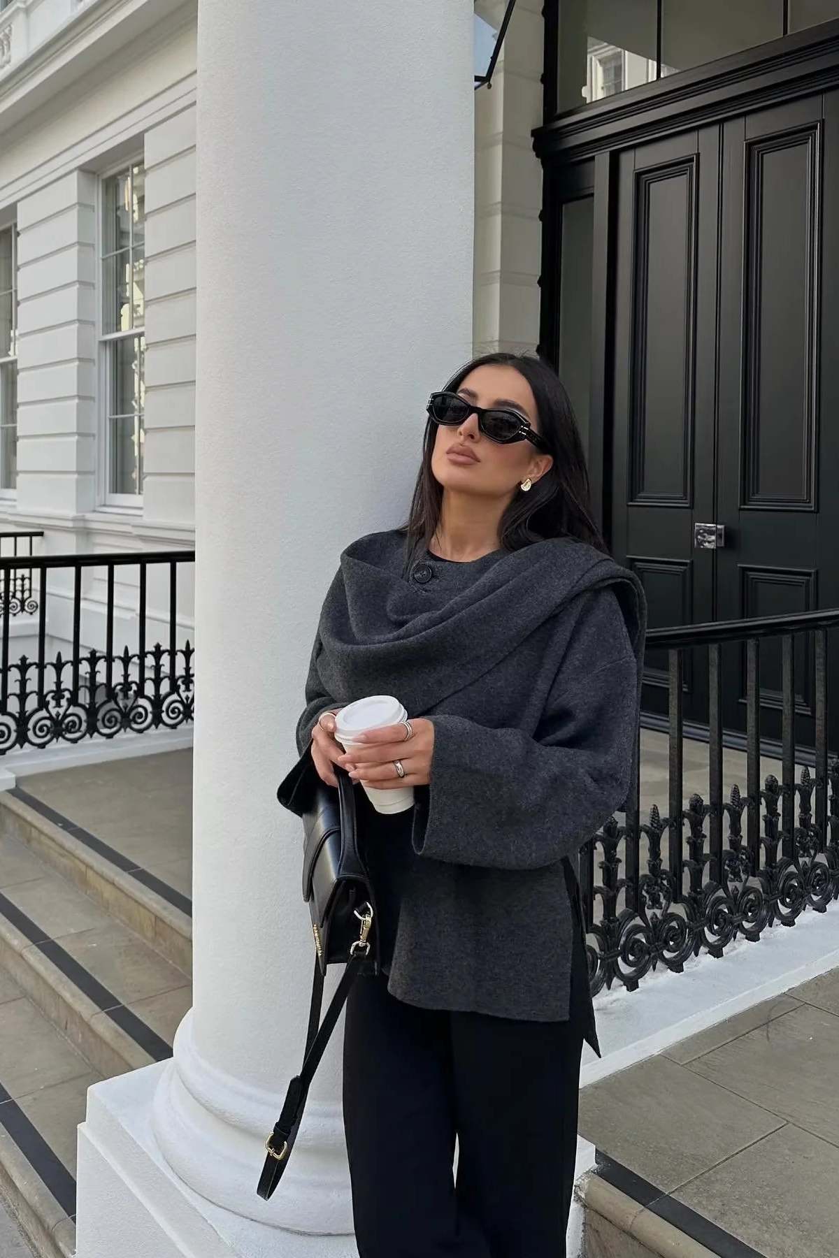 Koyu Gri Oversize Kadın Ceket Zalle