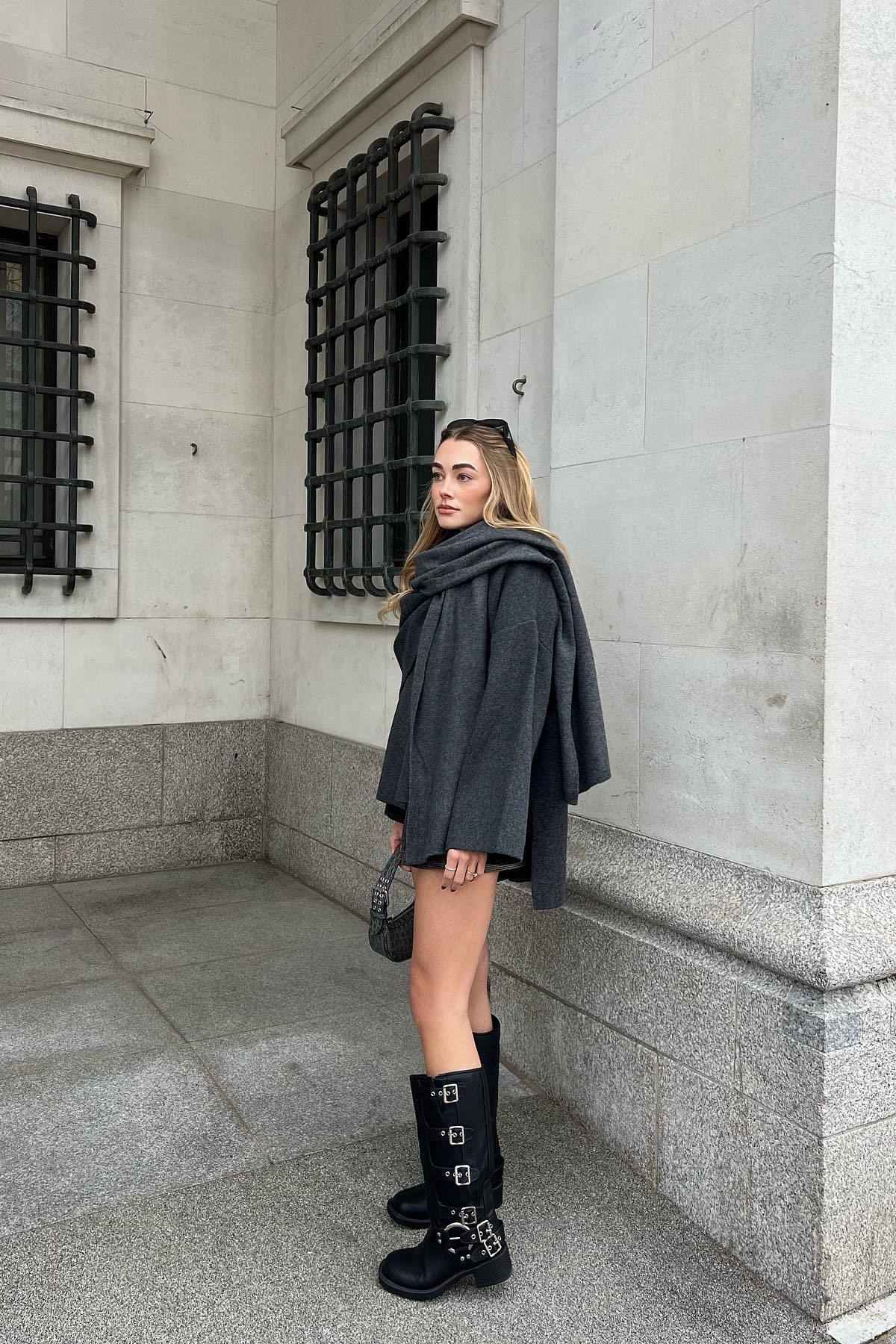 Koyu Gri Oversize Kadın Ceket Zalle