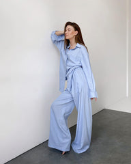 Blue Cardigan 2 Piece Cotton Set