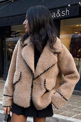 Bej Oversize Suni Kürk Kadın Ceket Zalle