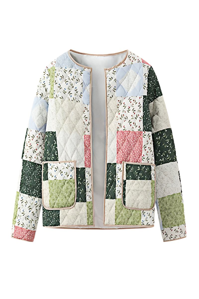 Patchwork Desenli Uzun Kapitone Ceket Zalle