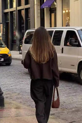 Düğme Detaylı Yuvarlak Yaka Oversize Ceket Zalle