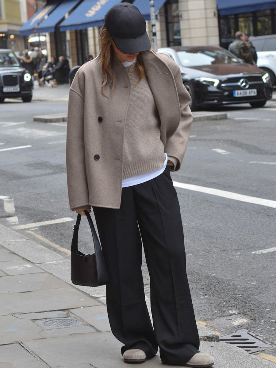 Modern Stil Bej Oversize Kadın Ceket Zalle