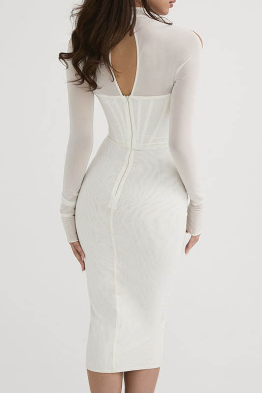 Omuz Dekolteli Yaka Detaylı Bodycon Elbise(satis yok) Zalle