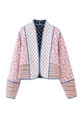 Pembe Desenli Kapitone Oversize Ceket Zalle