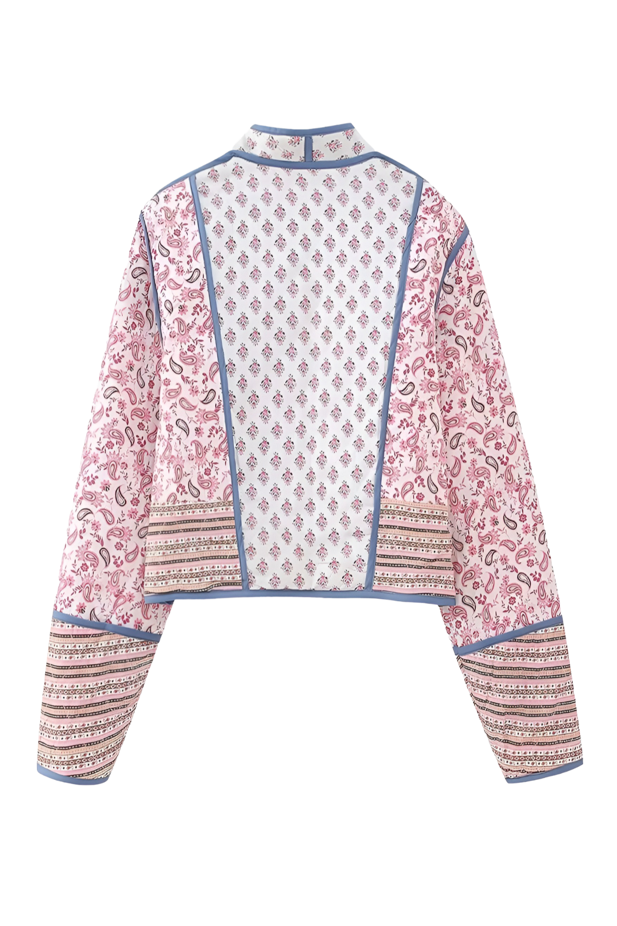 Pembe Desenli Kapitone Oversize Ceket Zalle