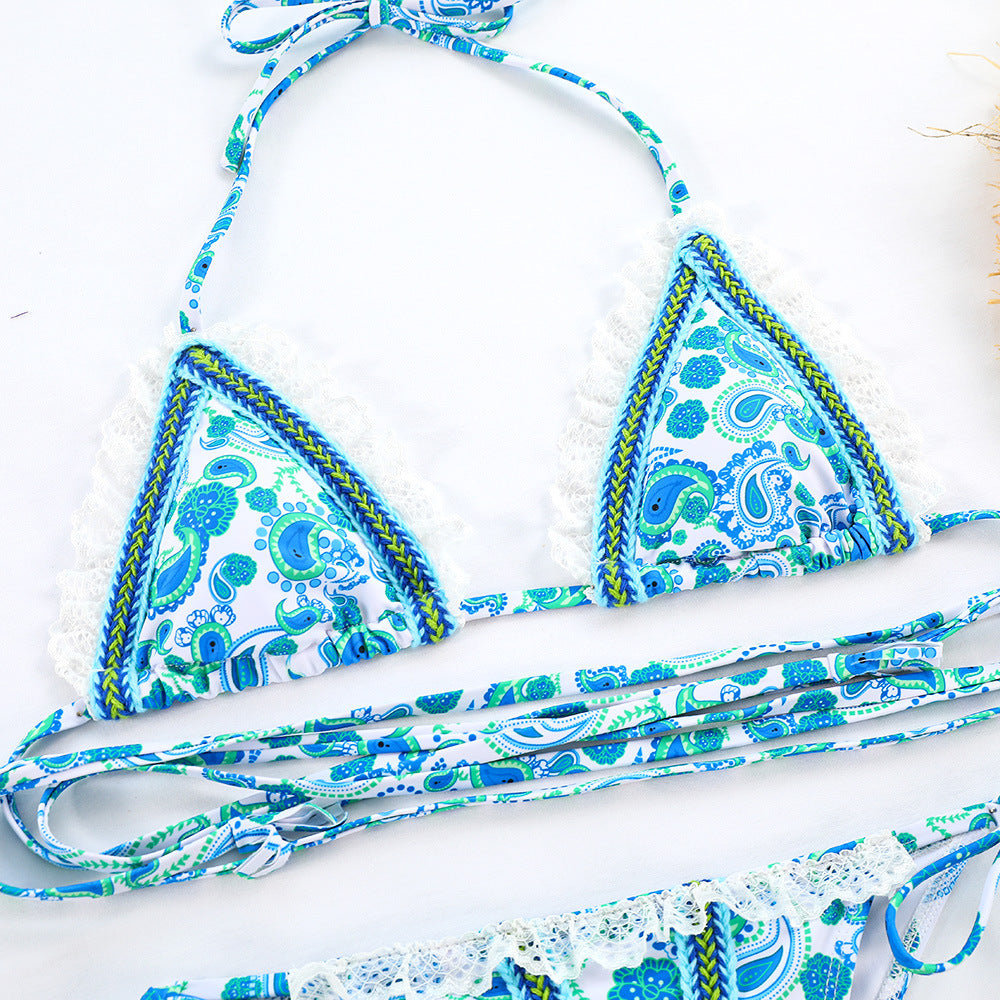 Paisley Desenli Üçgen Bikini Takımı Zalle