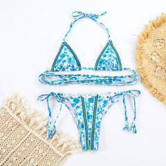 Paisley Desenli Üçgen Bikini Takımı Zalle