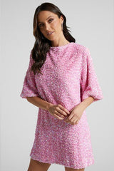Pul Payetli Oversize Mini Elbise