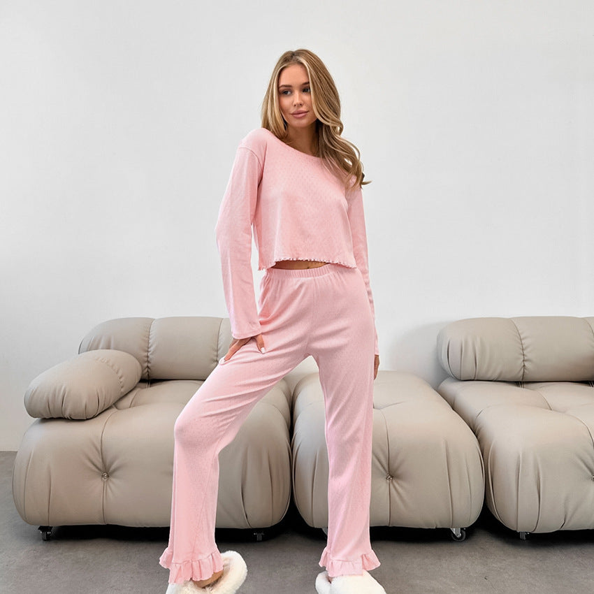 Relaxed Cut Long Sleeve White Cotton Pajama Set
