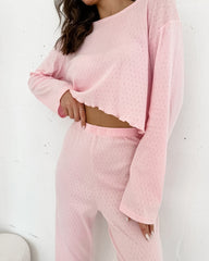 Relaxed Cut Long Sleeve White Cotton Pajama Set