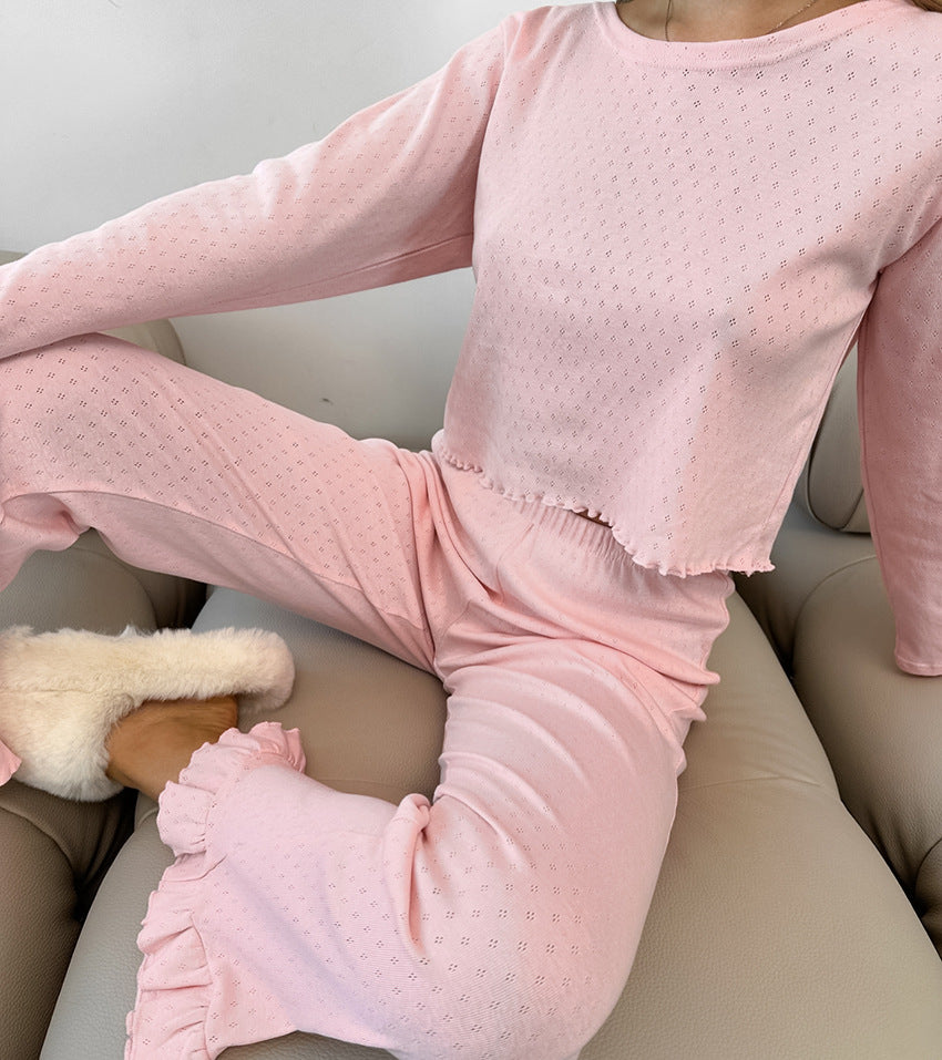 Relaxed Cut Long Sleeve White Cotton Pajama Set