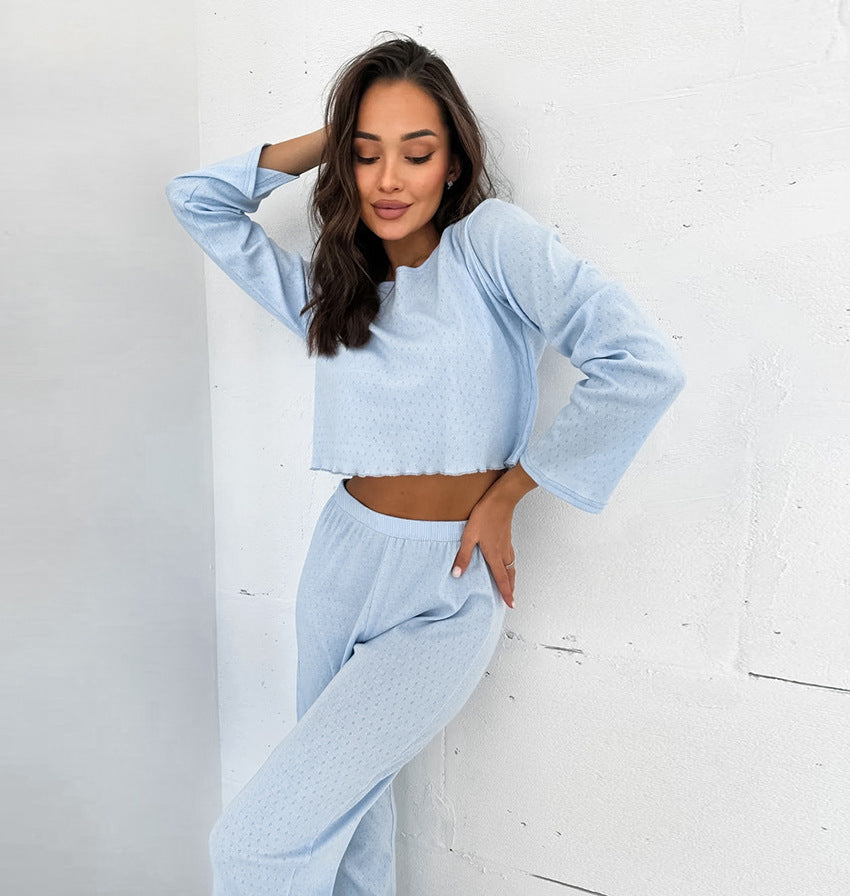 Relaxed Cut Long Sleeve White Cotton Pajama Set