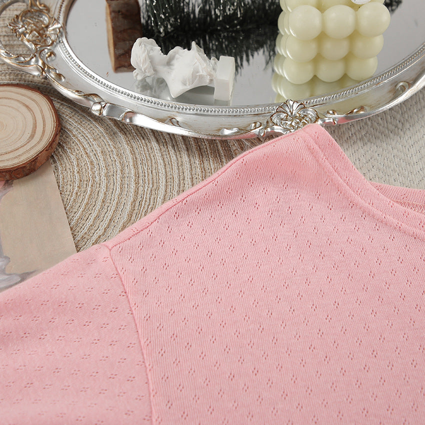 Relaxed Cut Long Sleeve White Cotton Pajama Set
