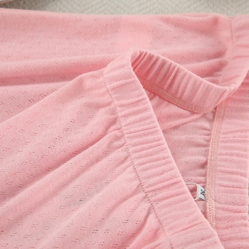Relaxed Cut Long Sleeve White Cotton Pajama Set