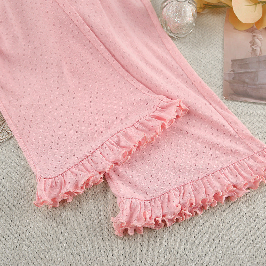 Relaxed Cut Long Sleeve White Cotton Pajama Set
