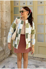 Patchwork Desenli Uzun Kapitone Ceket Zalle