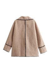 Bej Oversize Suni Kürk Kadın Ceket Zalle