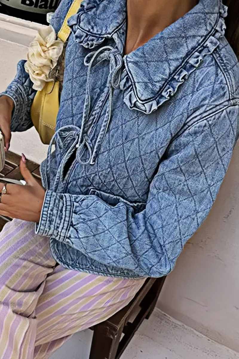Mavi Bağlamalı Kapitone Ceket Zalle