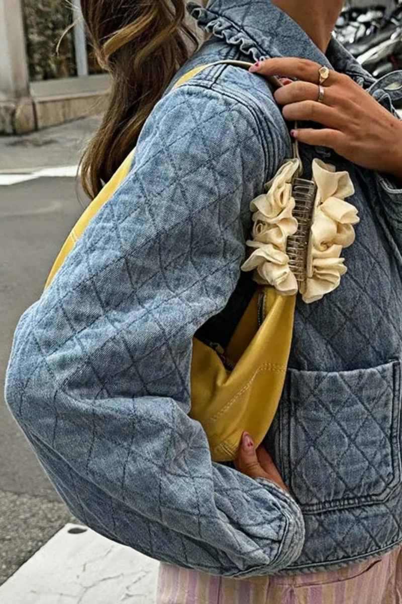 Mavi Bağlamalı Kapitone Ceket Zalle