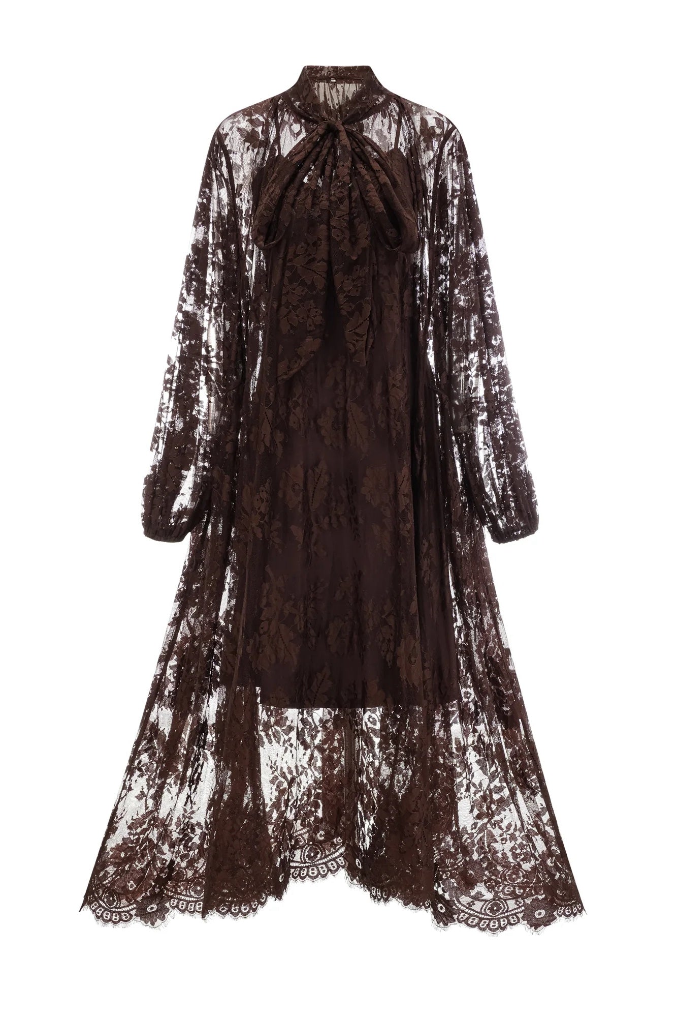 Dantel Detaylı Uzun Abiye Elbise Zalle