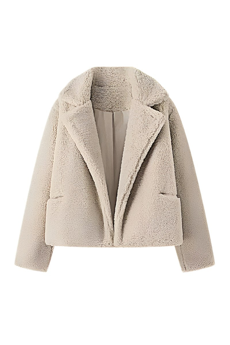 Krem Oversize Teddy Kürk Ceket Zalle