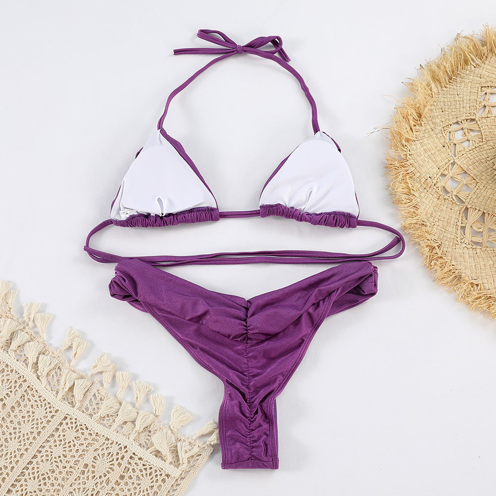Yüksek Bel Drapeli Üçgen Bikini Takımı Zalle