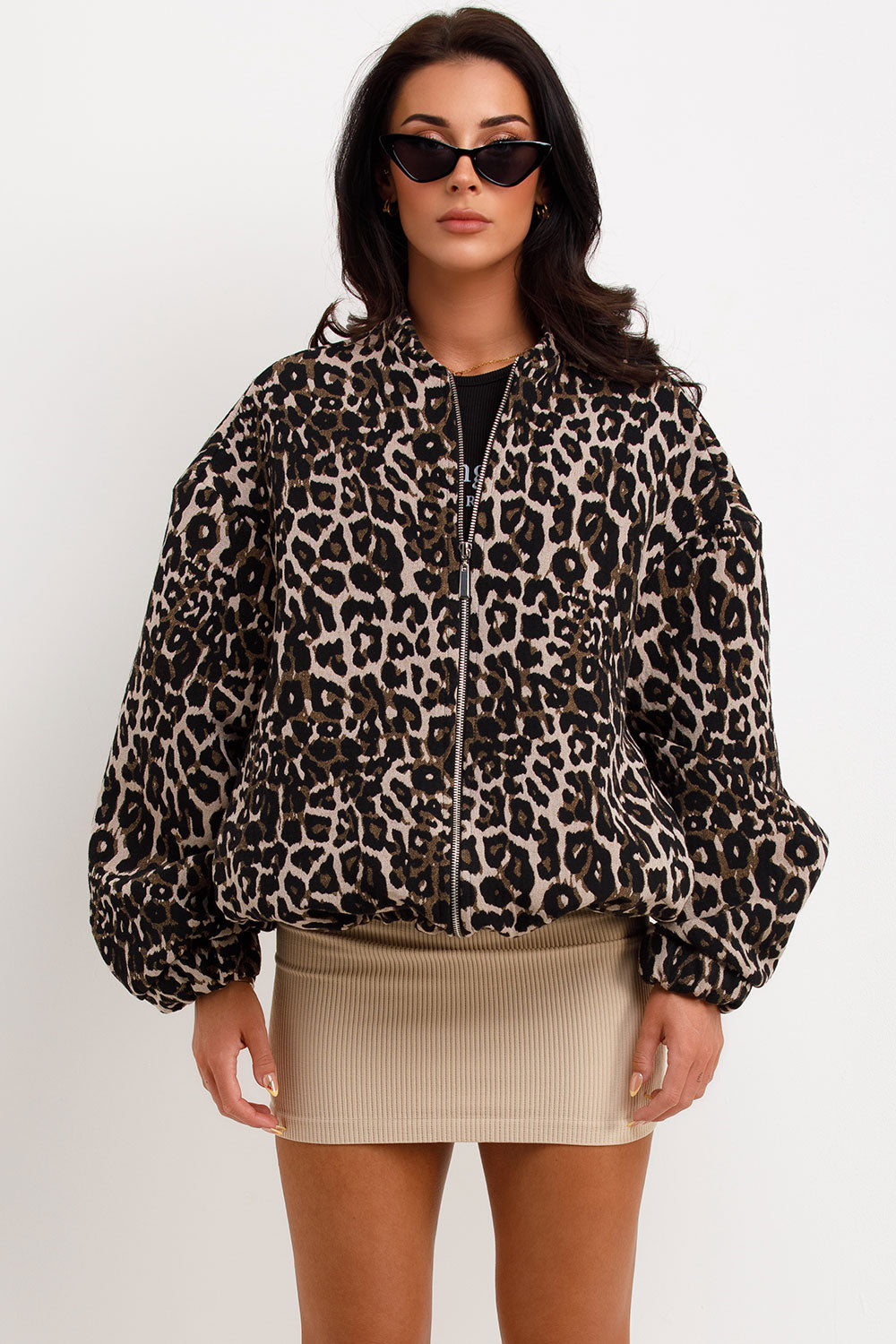Leopar Desenli Oversize Bomber Ceket Zalle