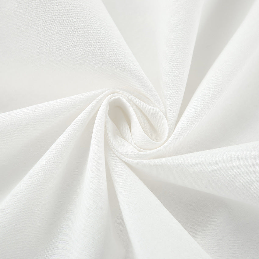 Cotton White Vest Wide Leg Suit 