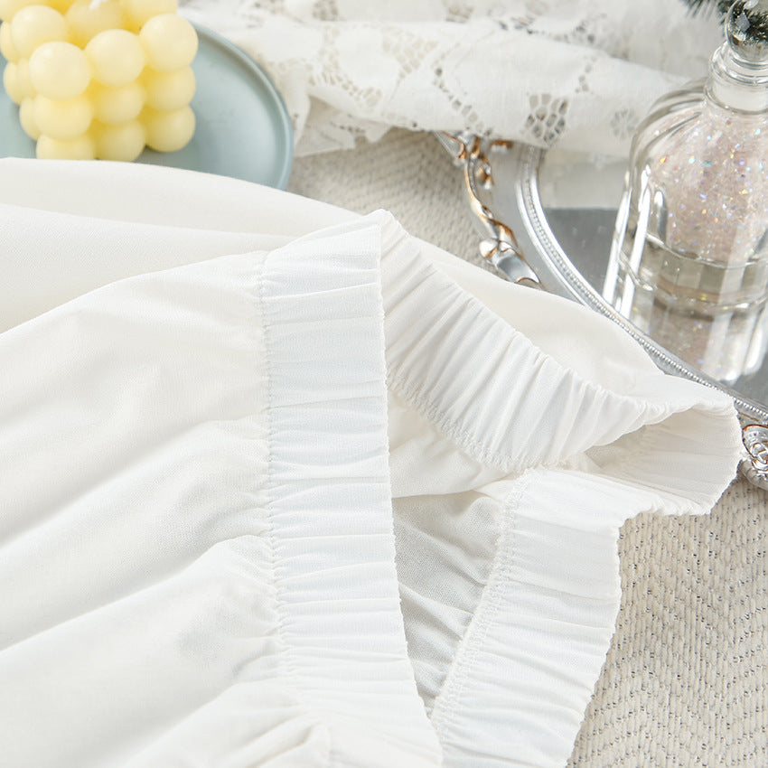Cotton White Vest Wide Leg Suit 