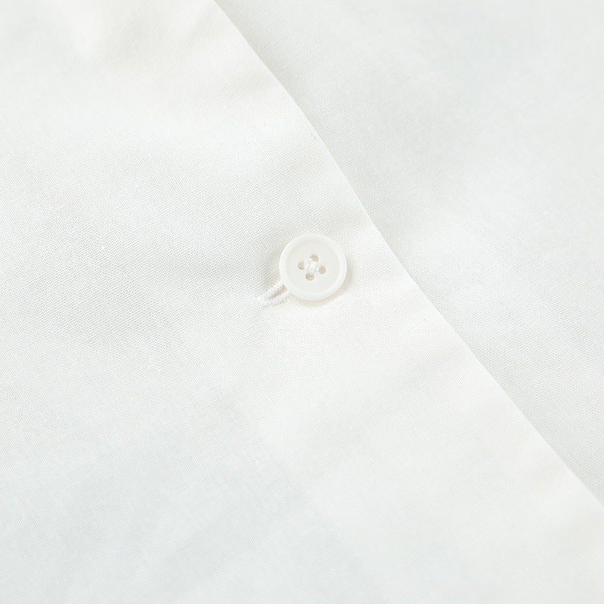 Cotton White Vest Wide Leg Suit 