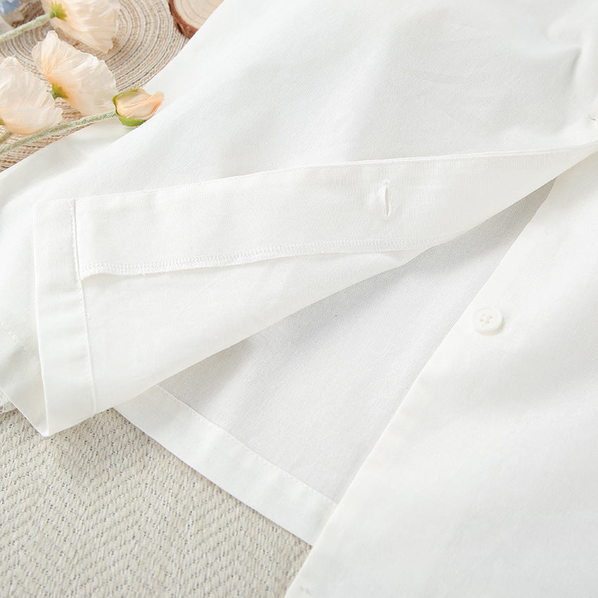 Cotton White Vest Wide Leg Suit 