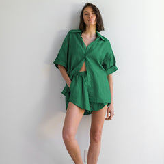 Cotton Green Shorts Set