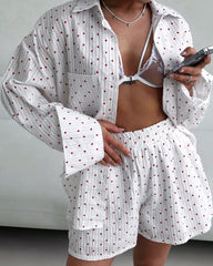 Heart Patterned Cotton 2-Piece Homewear Set