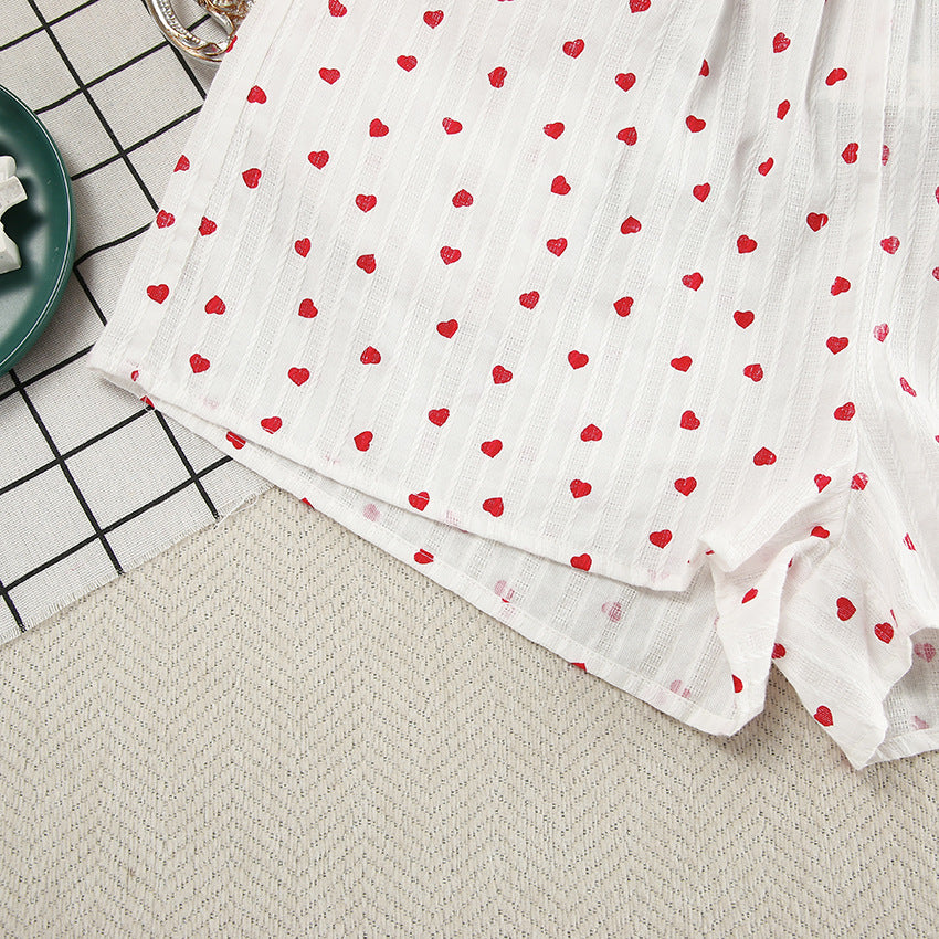 Heart Patterned Cotton 2-Piece Homewear Set
