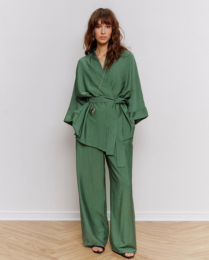 Hırkalı Yeşil Pijama Takımı