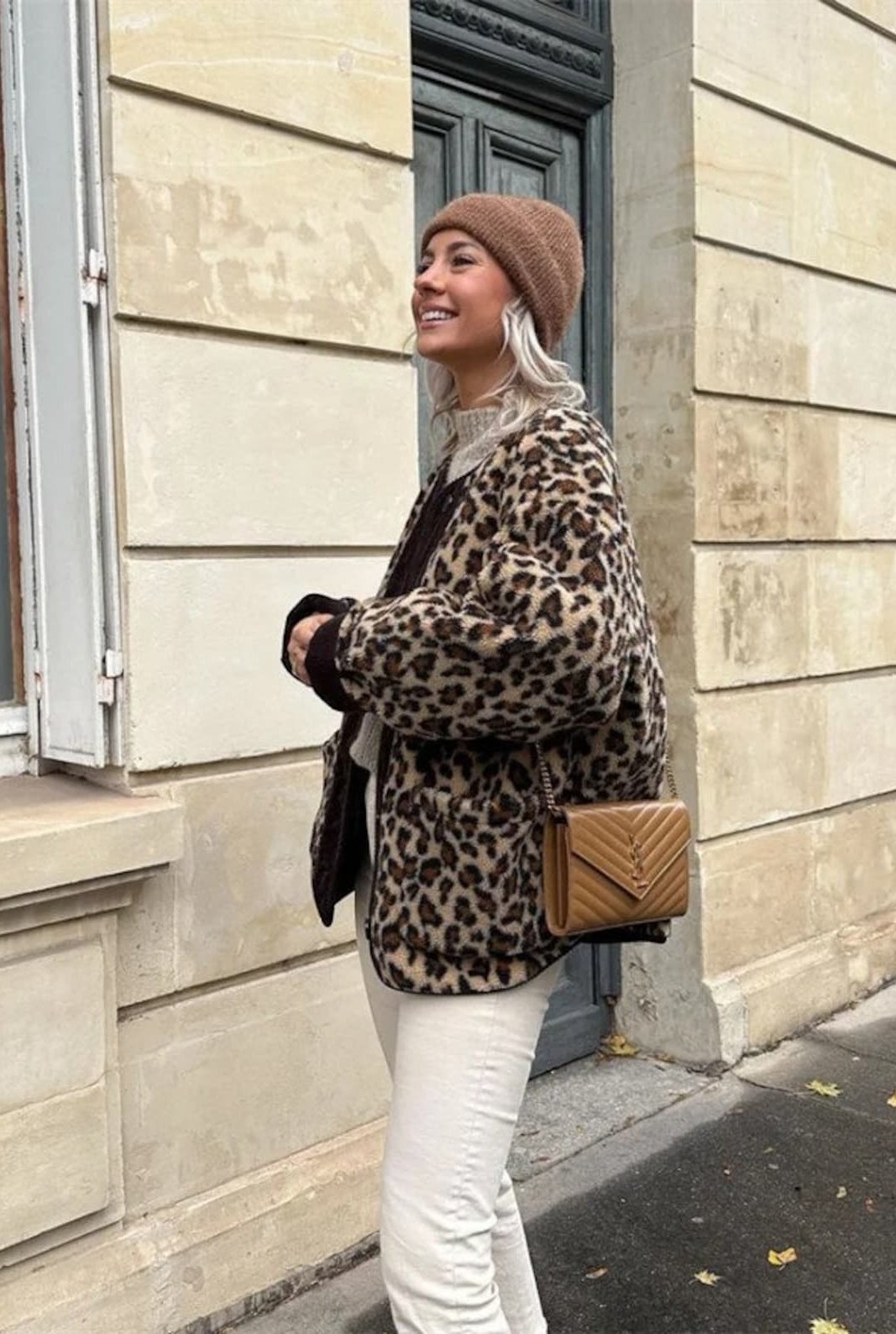Leopar Desenli Oversize Düğmeli Ceket Zalle
