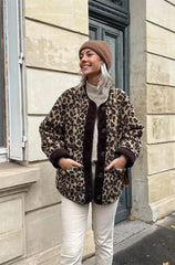 Leopar Desenli Oversize Düğmeli Ceket Zalle