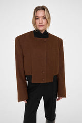 Modern Kesim Kahverengi Oversize Blazer Ceket Zalle