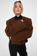 Modern Kesim Kahverengi Oversize Blazer Ceket Zalle