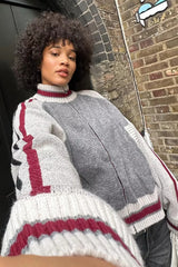 Oversize Fermuarlı Triko Bomber Ceket Zalle