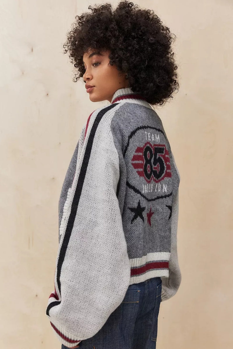 Oversize Fermuarlı Triko Bomber Ceket Zalle