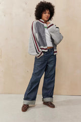 Oversize Fermuarlı Triko Bomber Ceket Zalle
