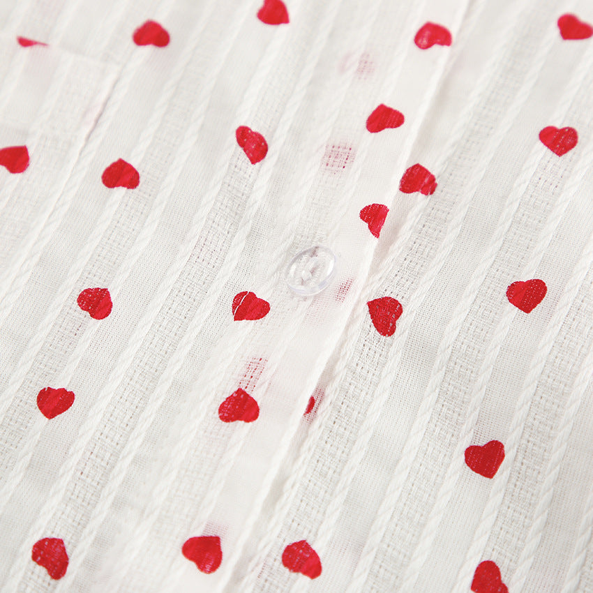 Heart Patterned Cotton 2-Piece Homewear Set