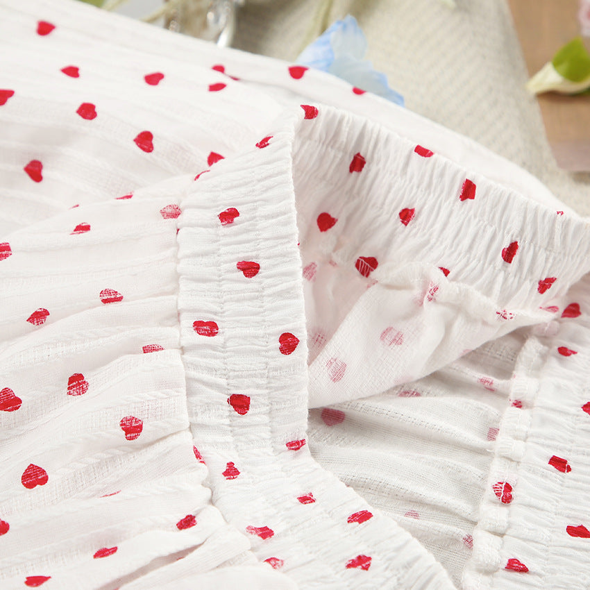 Heart Patterned Cotton 2-Piece Homewear Set