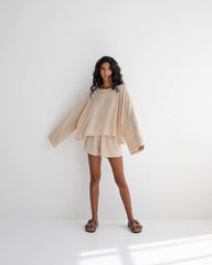 Cotton Beige Long Sleeve Suit